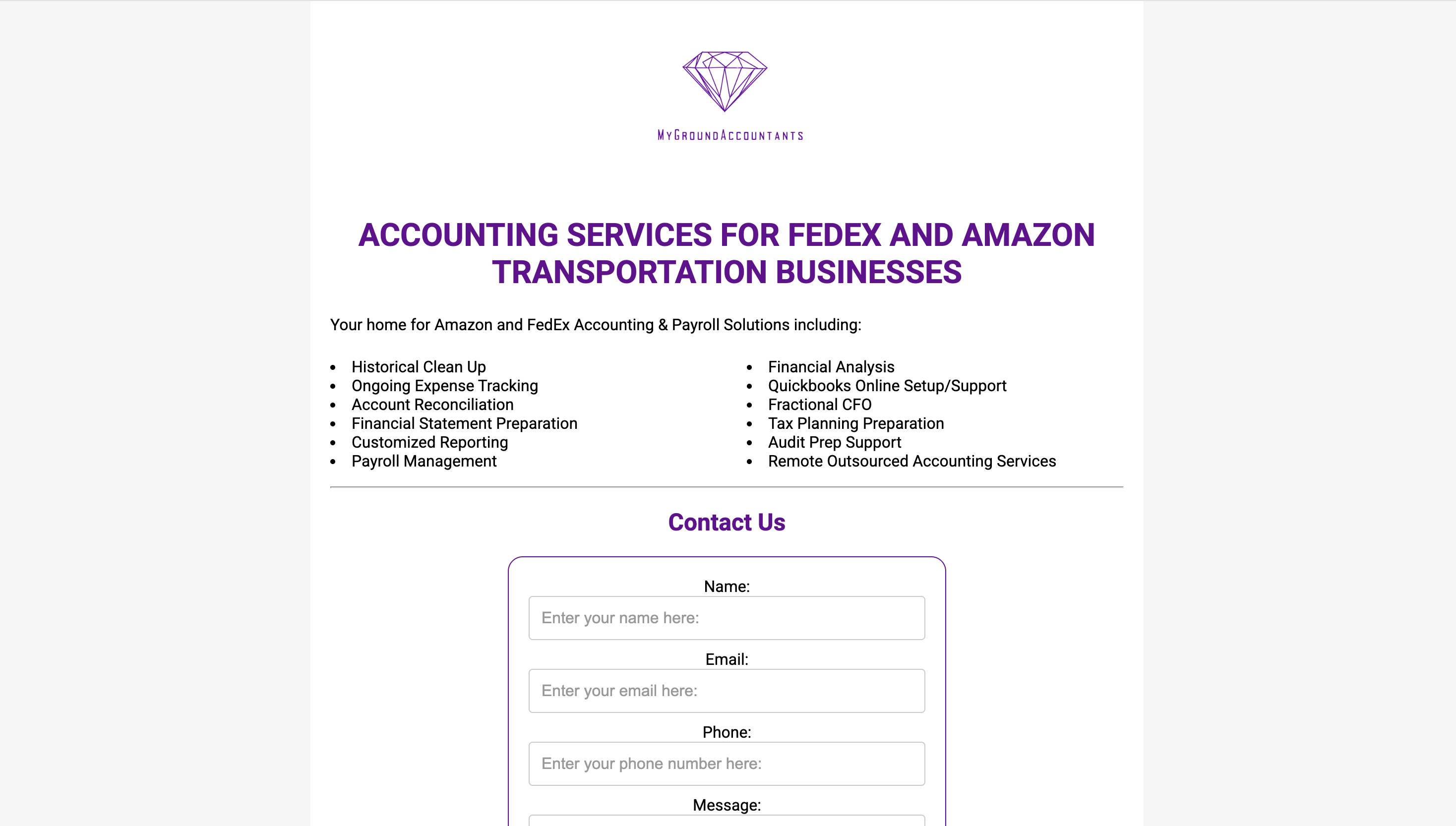 Custom Landing Page